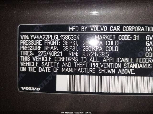 2020 VOLVO XC90 YV4A22PL6L1586354 Photo 8