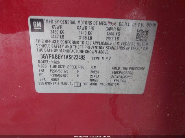 2010 CADILLAC SRX 3GYFNBEY1AS623492 Photo 8