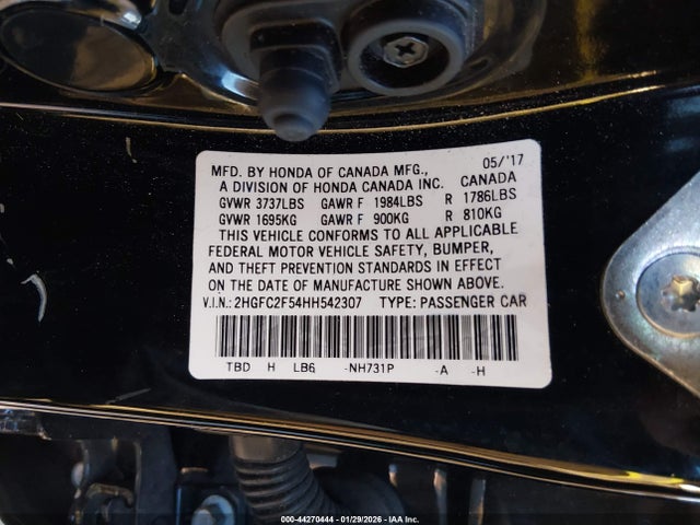 44270444 :رقم المزاد ، 2HGFC2F54HH542307 vin ، 2017 Honda Civic Lx مزاد بيع