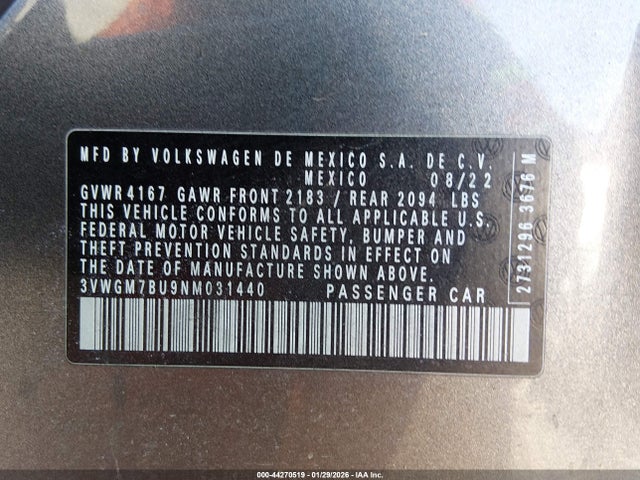 2022 VOLKSWAGEN JETTA 3VWGM7BU9NM031440 Photo 8