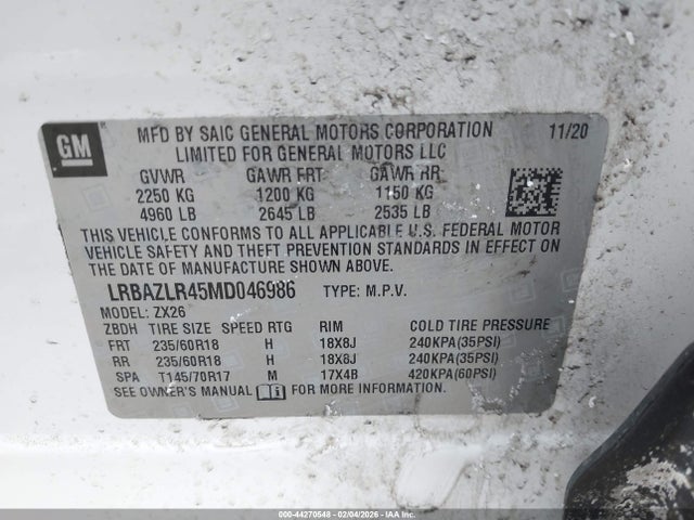 Aukcja sprzedaży 2021 Buick Envision Fwd Preferred, vin: LRBAZLR45MD046986, numer aukcji: 44270548