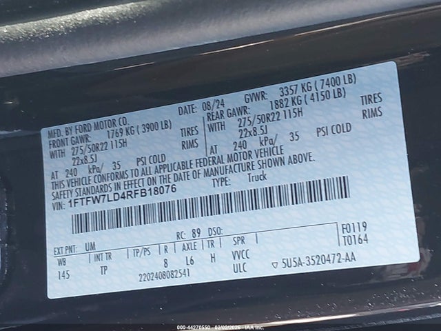 1FTFW7LD4RFB18076 Ford F-150 Platinum