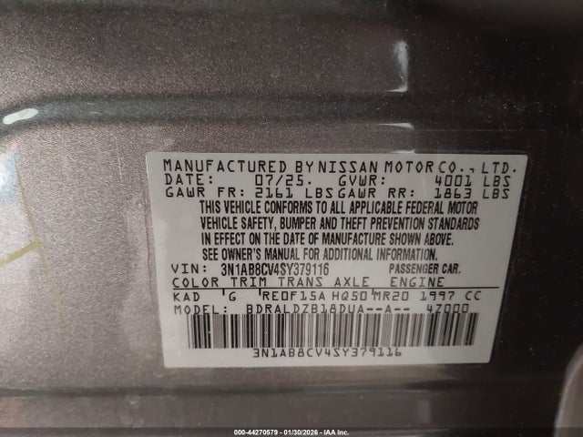 Aukcja sprzedaży 2025 Nissan Sentra Sv, vin: 3N1AB8CV4SY379116, numer aukcji: 44270579