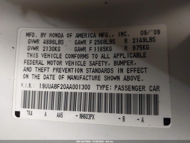 2010 ACURA TL 19UUA8F20AA001300 Photo 8