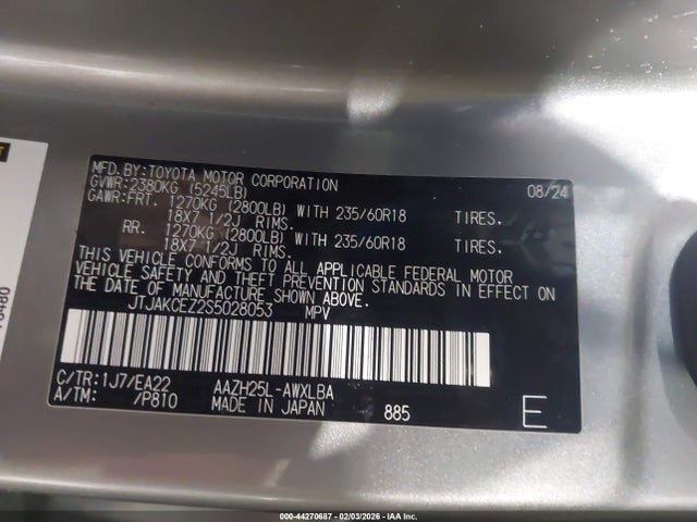 44270687 :رقم المزاد ، JTJAKCEZ2S5028053 vin ، 2025 Lexus Nx 350h مزاد بيع