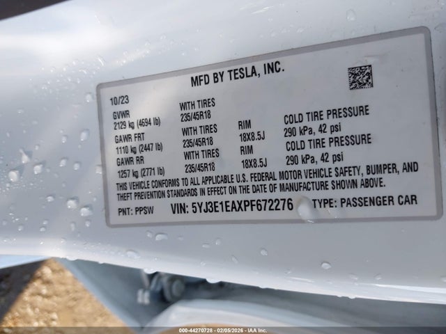 2023 TESLA MODEL 3 5YJ3E1EAXPF672276 Photo 8