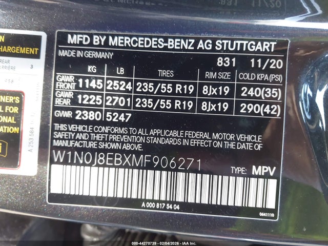 Aukcja sprzedaży 2021 Mercedes-benz Glc 300 4matic Coupe, vin: W1N0J8EBXMF906271, numer aukcji: 44270739