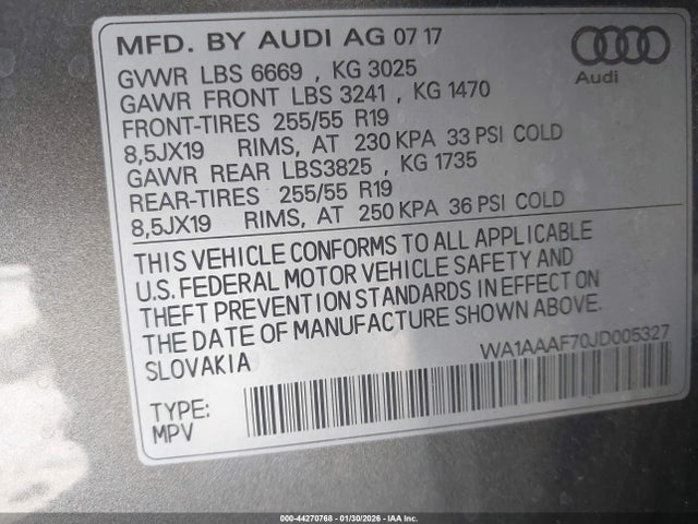 Audi Q7 3.0t Premium 2018 WA1AAAF70JD005327 Image 9
