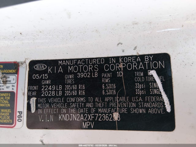 2015 KIA SOUL KNDJN2A2XF7236253 Photo 8