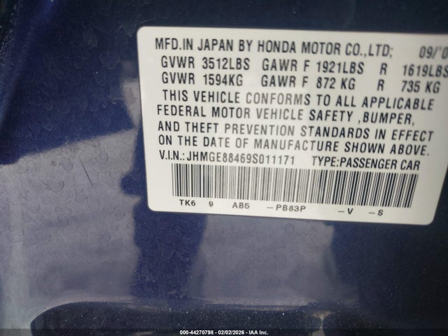 2009 HONDA FIT JHMGE88469S011171 Photo 8