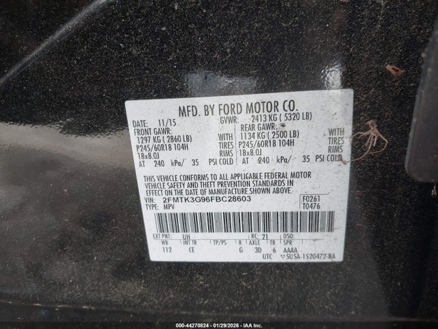 Ford EDGE SE 2015 2FMTK3G96FBC28603 Image 9