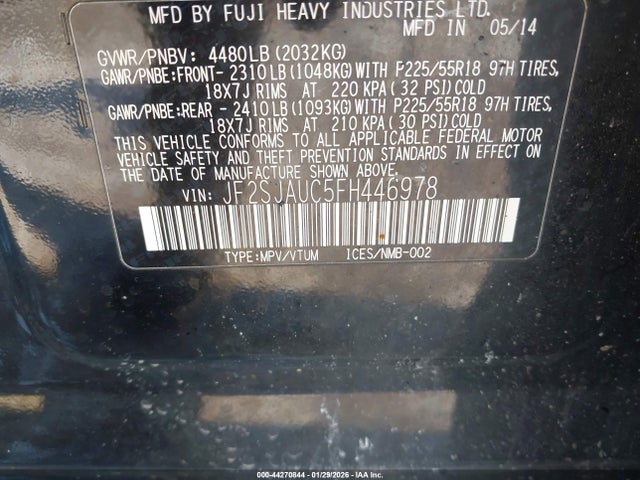 Subaru Forester 2.5i Touring 2015 JF2SJAUC5FH446978 Image 9