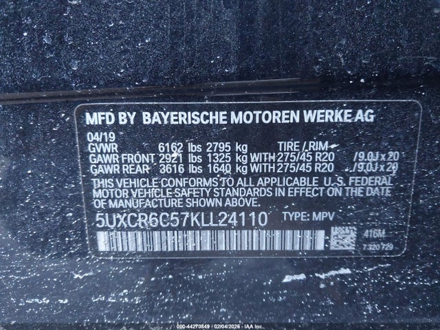 5UXCR6C57KLL24110 BMW X5 Xdrive40i