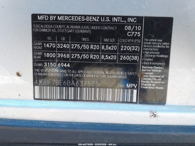 2011 MERCEDES-BENZ GL-CLASS 4JGBF7BE6BA637525 Photo 8