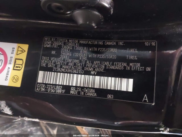 Aukcja sprzedaży 2017 Lexus Rx 350, vin: 2T2BZMCA9HC063153, numer aukcji: 44270868