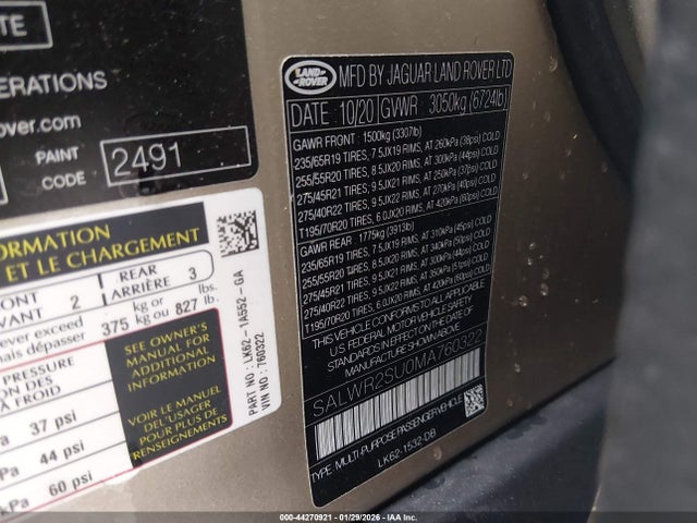 SALWR2SU0MA760322 Land Rover Range Rover Sport Hse Silver Edition Mhev