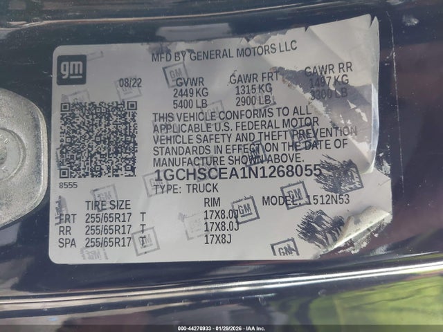 Aukcja sprzedaży 2022 Chevrolet Colorado 2wd  Long Box Lt, vin: 1GCHSCEA1N1268055, numer aukcji: 44270933
