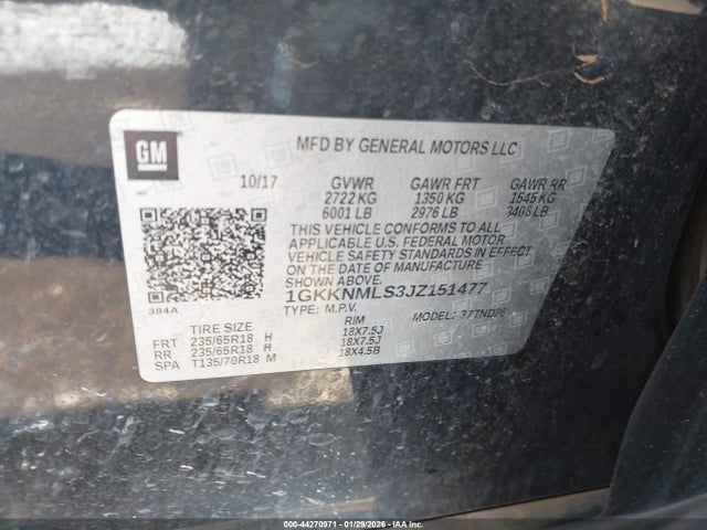 44270971 :رقم المزاد ، 1GKKNMLS3JZ151477 vin ، 2018 Gmc Acadia Slt-1 مزاد بيع