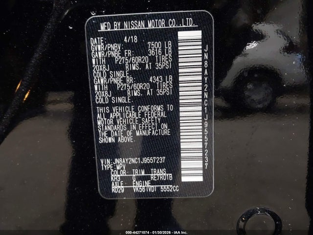 2018 NISSAN ARMADA JN8AY2NC1J9557237 Photo 8