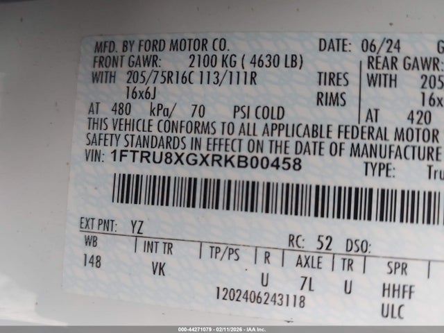 1FTRU8XGXRKB00458 Ford Transit Cargo Van Base W/11