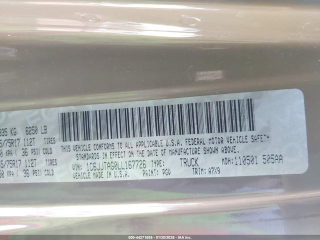 1C6JJTAG0LL167726 Jeep Gladiator Sport S 4x4