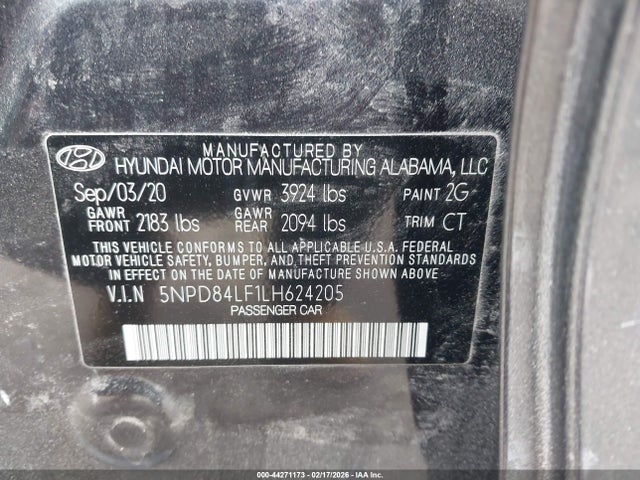 5NPD84LF1LH624205 Hyundai ELANTRA SEL