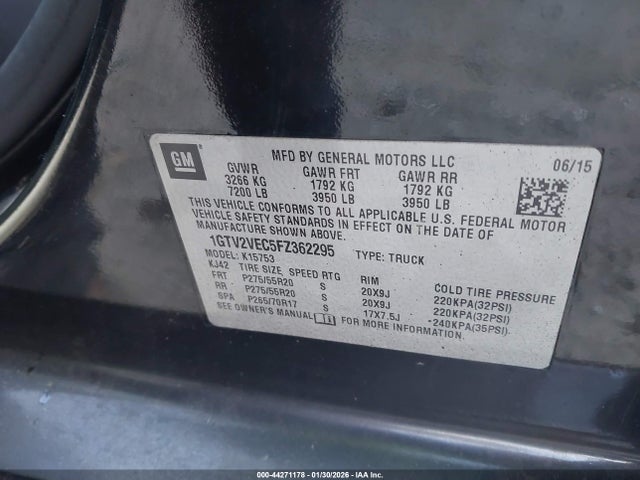 Aukcja sprzedaży 2015 Gmc Sierra 1500 Slt, vin: 1GTV2VEC5FZ362295, numer aukcji: 44271178