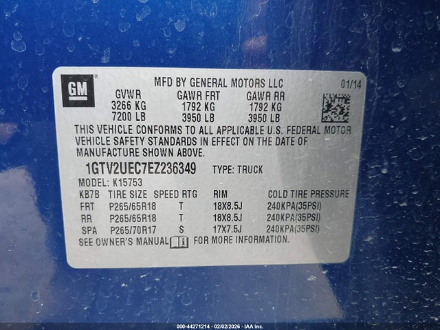 1GTV2UEC7EZ236349 GMC Sierra 1500 Sle