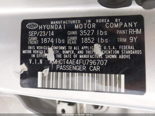 KMHCT4AE4FU796707 Hyundai ACCENT GLS