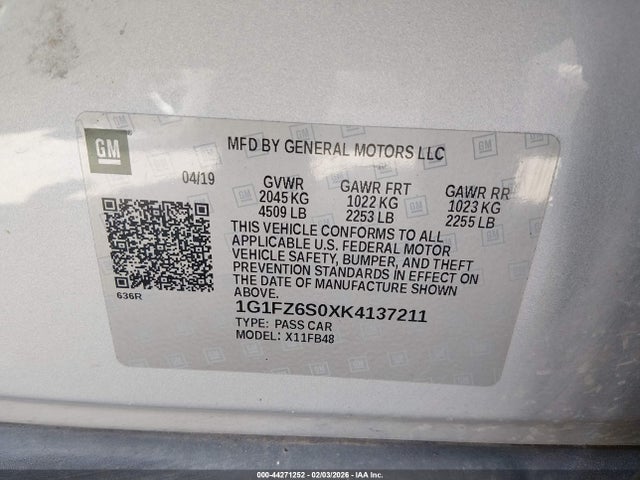 1G1FZ6S0XK4137211 Chevrolet Bolt Ev Premier
