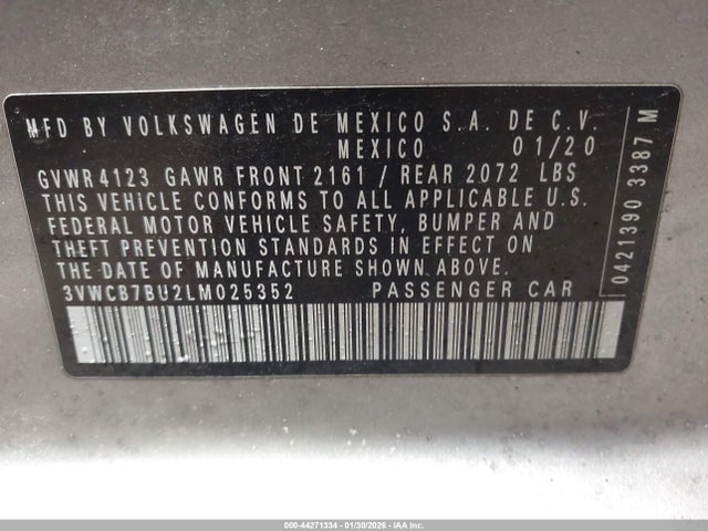 Продаж на аукціоні авто 2020 Volkswagen Jetta 1.4t R-line/1.4t S/1.4t Se, vin: 3VWCB7BU2LM025352, номер лоту: 44271334
