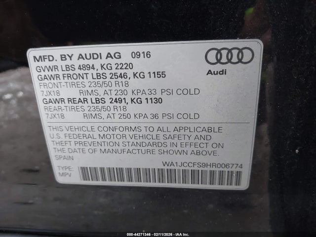 2017 AUDI Q3 WA1JCCFS9HR006774 Photo 8