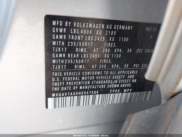 2017 VOLKSWAGEN TIGUAN WVGAV7AX6HK047586 Photo 8