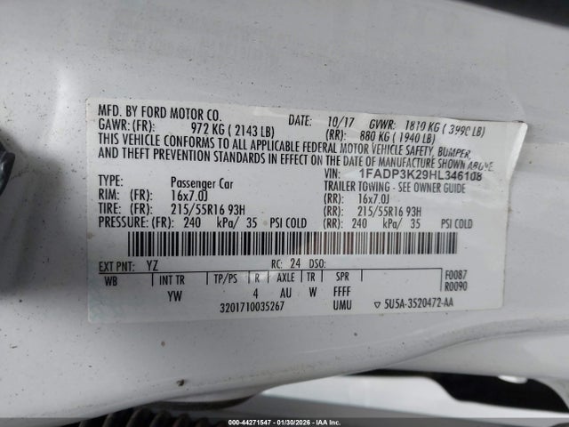 2017 FORD FOCUS 1FADP3K29HL346108 Photo 8