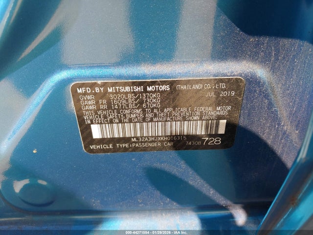 2019 MITSUBISHI MIRAGE ML32A3HJXKH016315 Photo 8