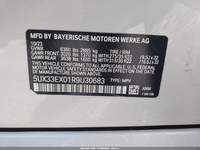 5UX33EX01R9U30683 BMW X6 Xdrive40i