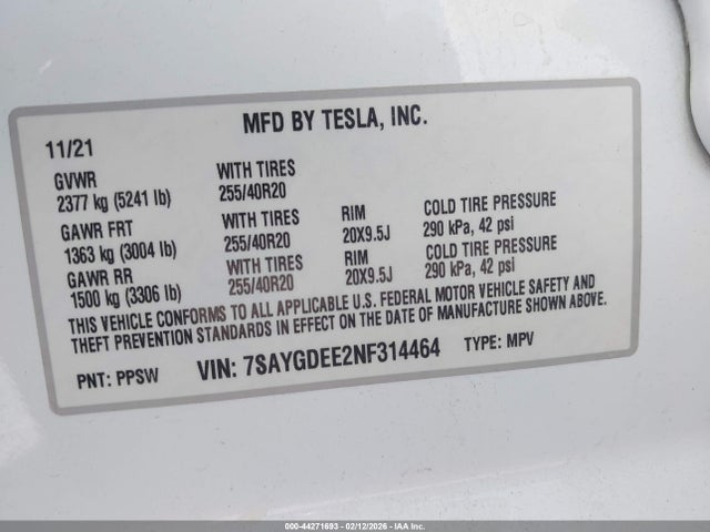 2022 TESLA MODEL Y 7SAYGDEE2NF314464 Photo 8