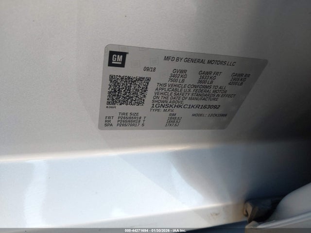 Продаж на аукціоні авто 2019 Chevrolet Suburban Lt, vin: 1GNSKHKC1KR163092, номер лоту: 44271694