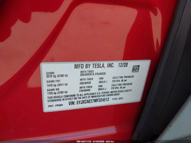 2021 TESLA MODEL X 5YJXCAE27MF324513 Photo 8