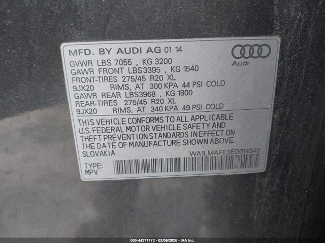 2014 AUDI Q7 WA1LMAFE3ED014348 Photo 8