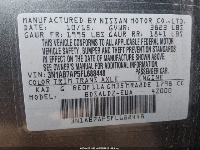 Nissan SENTRA SV 2015 3N1AB7AP5FL688448 Image 9