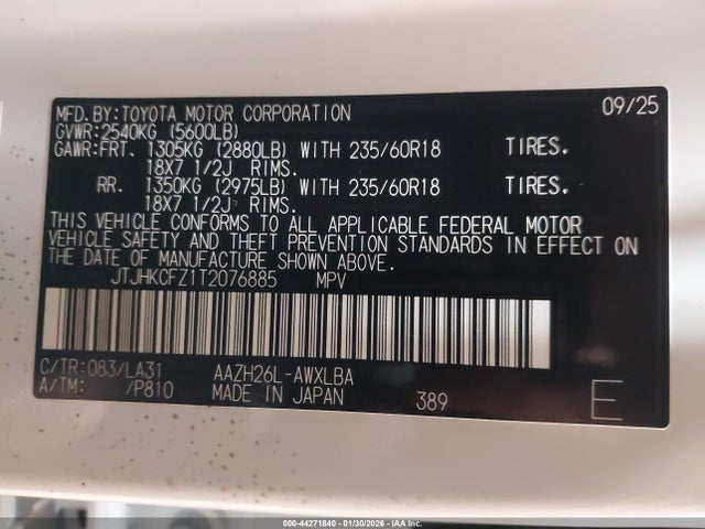Aukcja sprzedaży 2026 Lexus Nx 450h+ Premium, vin: JTJHKCFZ1T2076885, numer aukcji: 44271840