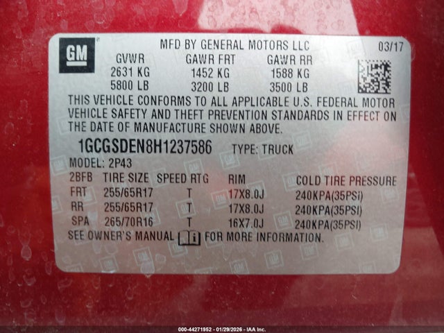 1GCGSDEN8H1237586 Chevrolet Colorado Z71