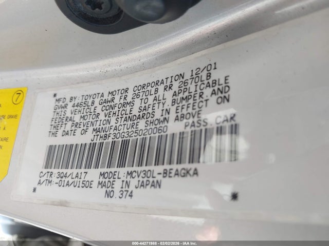 2002 LEXUS ES 300 JTHBF30G325020060 Photo 8