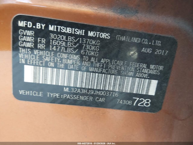 2018 MITSUBISHI MIRAGE ML32A3HJ9JH003716 Photo 8