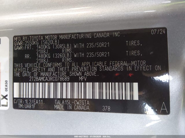Aukcja sprzedaży 2024 Lexus Rx 350 Premium, vin: 2T2BAMCA3RC078689, numer aukcji: 44272033