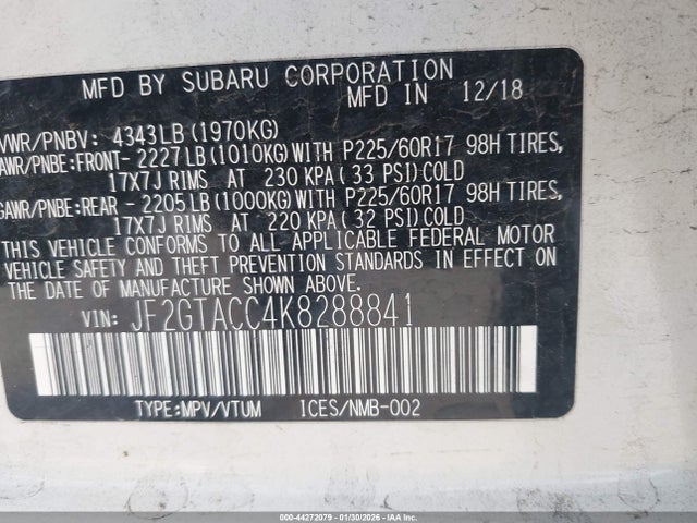JF2GTACC4K8288841 Subaru Crosstrek 2.0i Premium