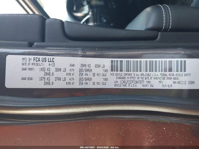 Jeep Grand Cherokee Overland 2015 1C4RJFCG7FC847377 Image 9