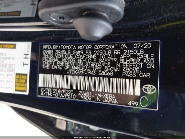 JTDKAMFU9M3128068 Toyota Prius Le