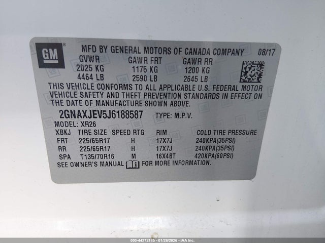 2GNAXJEV5J6188587 Chevrolet EQUINOX LT